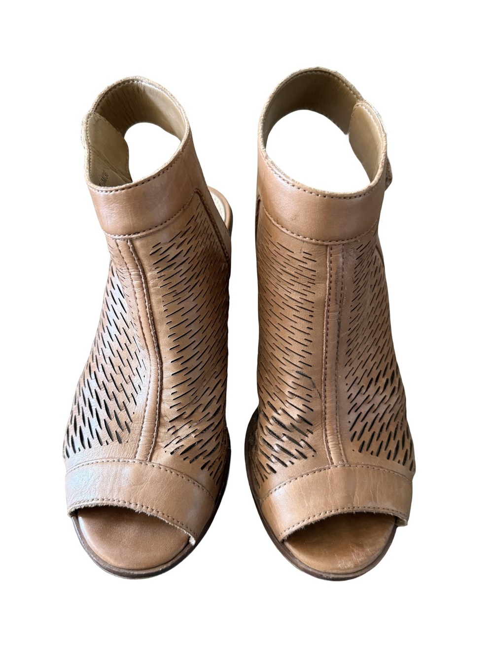 Vince Camuto Women’s Cutout Peep-Toe Ankle Booties in Tan